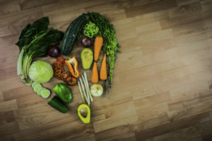 Heart symbol with vegetables